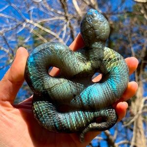 Large Labradorite Snake Carving